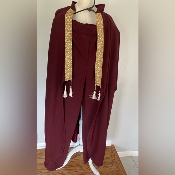 Women modest burgundy cardigan and pant set L/XL - Picture 8 of 9
